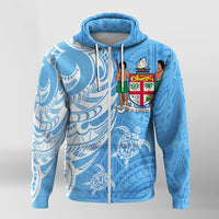 Fiji Coat of Arms Turquoise Color Zip Up Hoodie - Wonder Print Shop