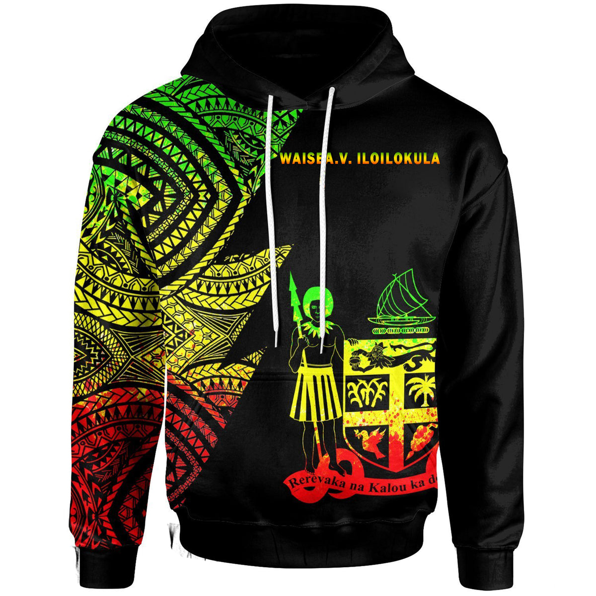 (Waisea.V. Iloilokula) Fiji Hoodie Flash Style Reggae - Wonder Print Shop