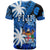 Fiji Coat Of Arms T Shirt Masi Tapa Mixed Palm Tree No2 Blue Color Version - Wonder Print Shop