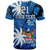 Custom Fiji Coat Of Arms T Shirt Masi Tapa Mixed Palm Tree No2 Blue Version - Wonder Print Shop