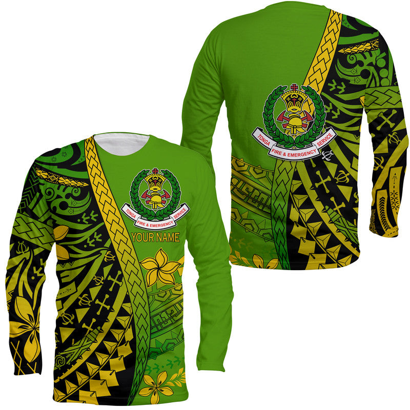 Custom Personalised Tonga Fire And Emergency Services Long Sleeve Shirt Polynesian Minimalist Style - Wonder Print Shop