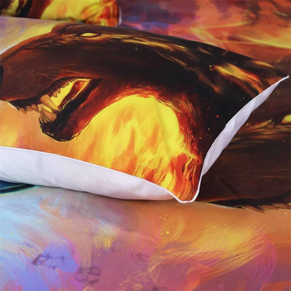 Ice Fire Wolf Native American Bedding Set LT10 - Wonder Print Shop