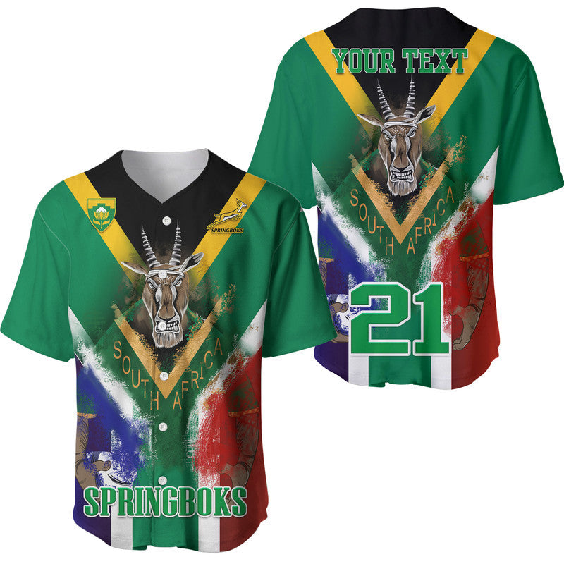 (Custom Personalised) South Africa Springboks Rugby Baseball Jersey Bokke Flag Style LT9 - Wonder Print Shop