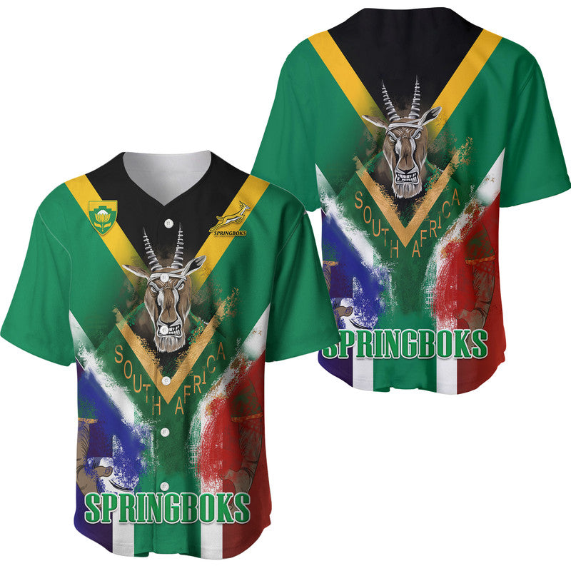 South Africa Springboks Rugby Baseball Jersey Bokke Flag Style LT9 - Wonder Print Shop