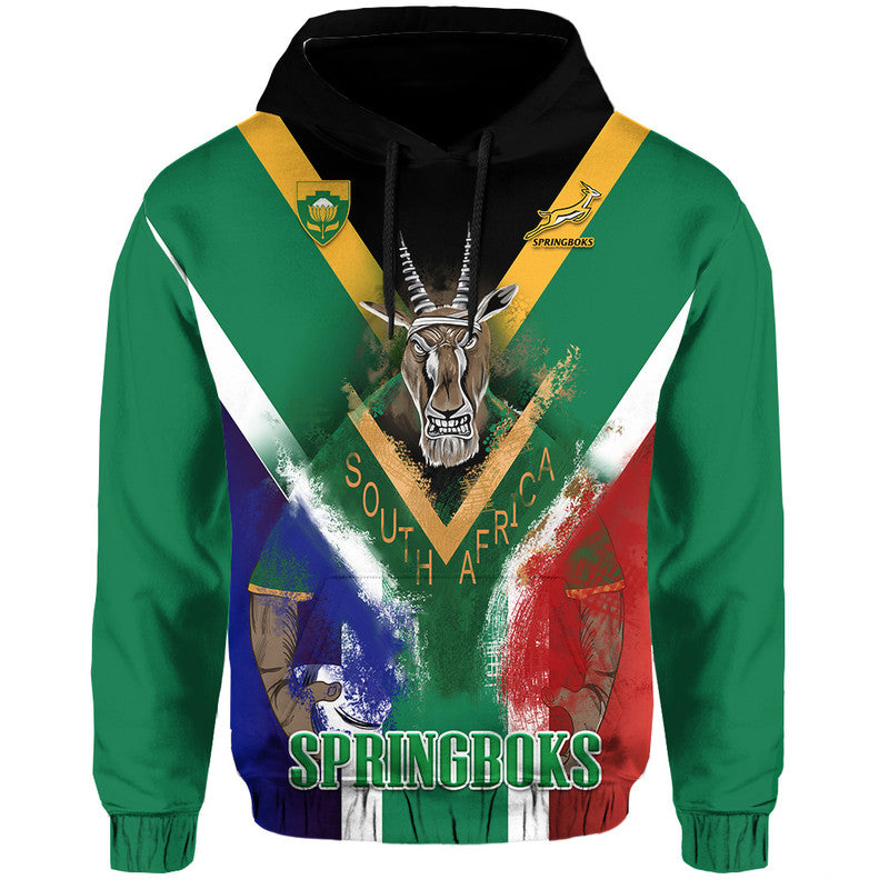 South Africa Springboks Rugby Hoodie Bokke Flag Style - Wonder Print Shop