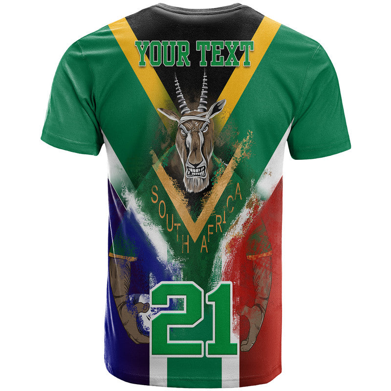 Custom South Africa Springboks Rugby T Shirt Bokke Flag Style - Wonder Print Shop