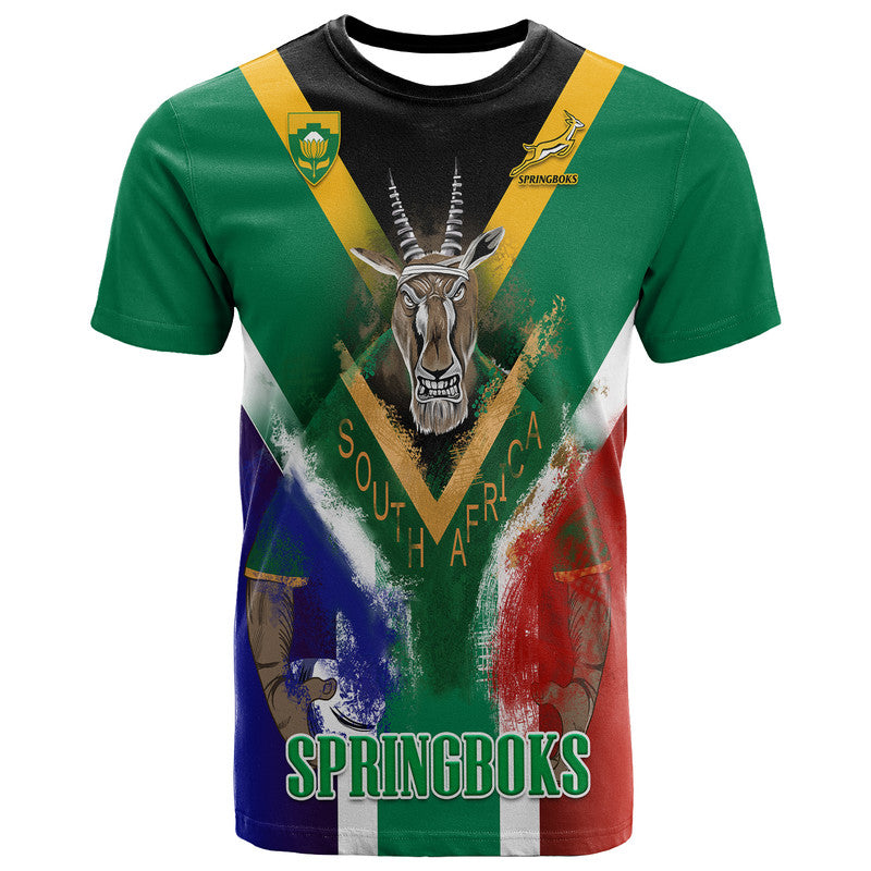 Custom South Africa Springboks Rugby T Shirt Bokke Flag Style - Wonder Print Shop
