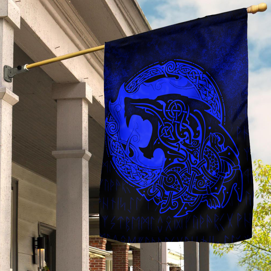Viking Flag Fenrir Viking 3D Tattoo Blue Version Flag RLT12 - Wonder Print Shop
