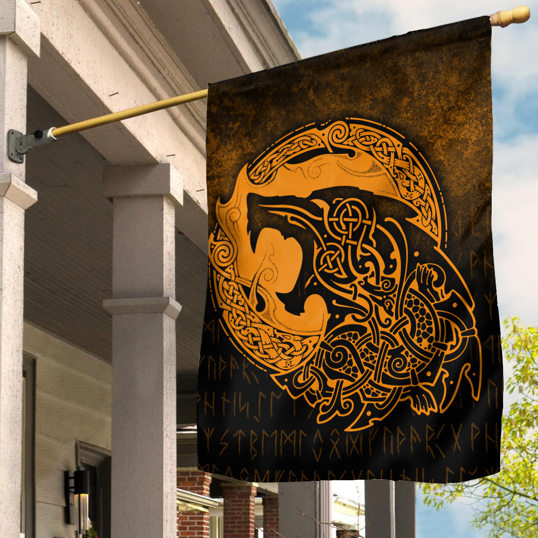 Viking Flag Fenrir Viking 3D Tattoo Gold Version Flag RLT12 - Wonder Print Shop