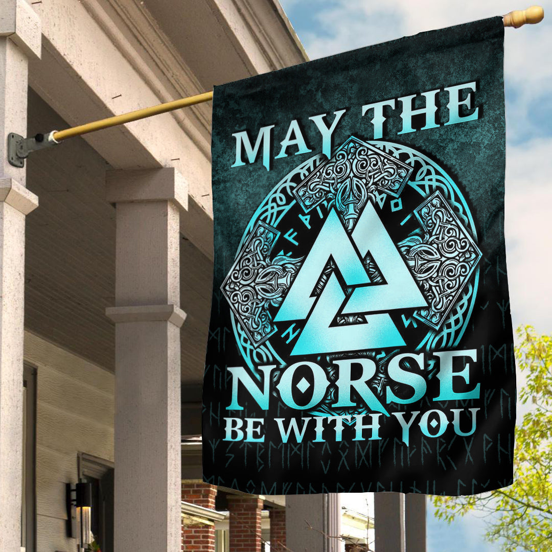 Viking Flag May The Norse Be With You Viking Cyan Version Flag RLT12 - Wonder Print Shop