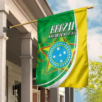 Brazil garden flag with green and yellow Brazil crest, BRASIL Champions 2022 text