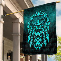Viking Flag Viking God Odin Allfather In Asgard Raven God Cyan Version Flag RLT12 - Wonder Print Shop
