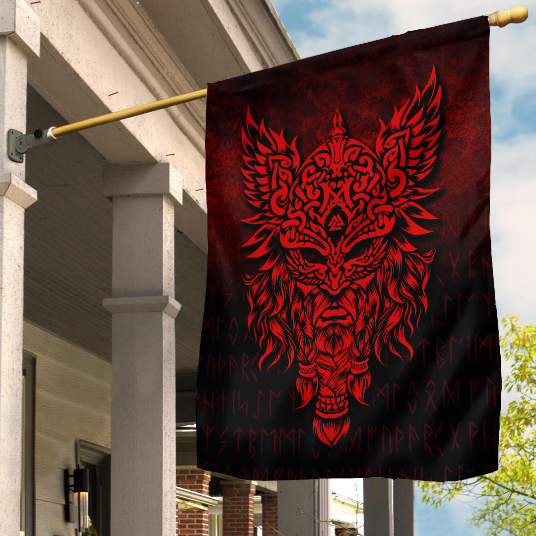 Viking Flag Odin The Allfather Asgard God and Chief Of Aesir Red Version Flag RLT12 - Wonder Print Shop