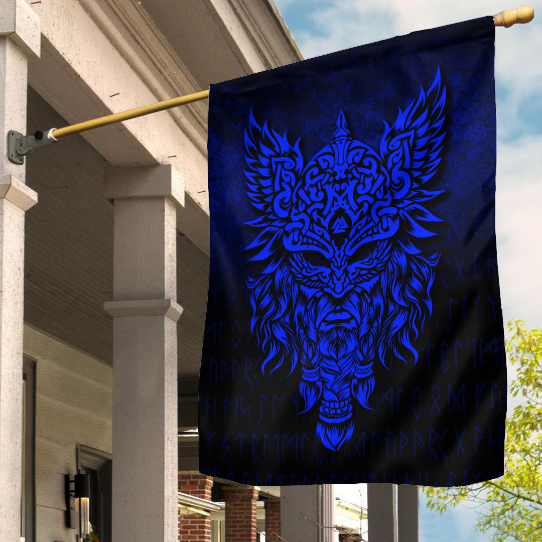 Viking Flag Odin The Allfather Asgard God and Chief Of Aesir Blue Version Flag RLT12 - Wonder Print Shop