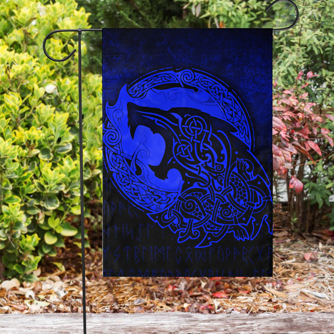 Viking Flag Fenrir Viking 3D Tattoo Blue Version Flag RLT12 - Wonder Print Shop