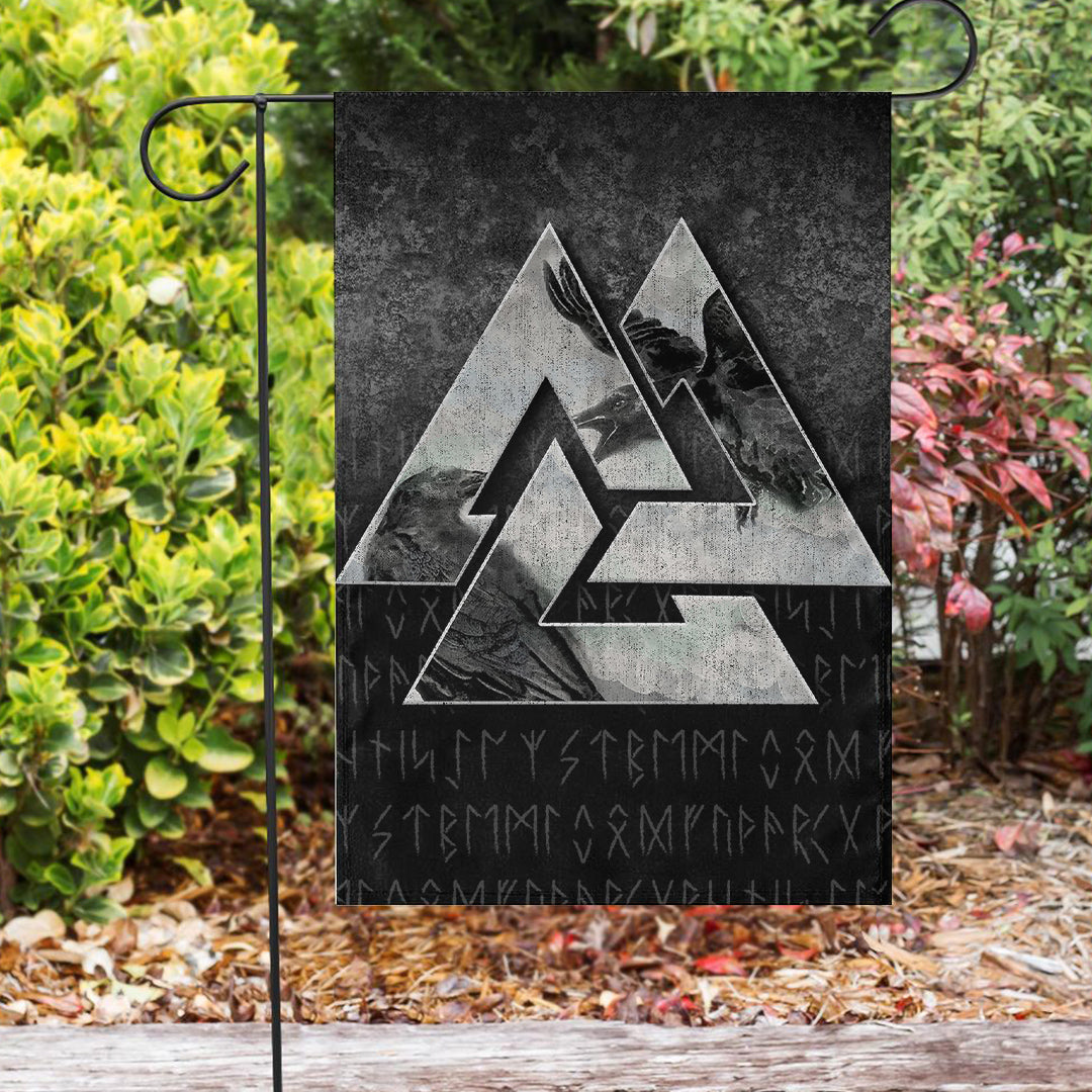 Viking Flag Huginn Muninn Ravens from Odin Viking Flag RLT12 - Wonder Print Shop