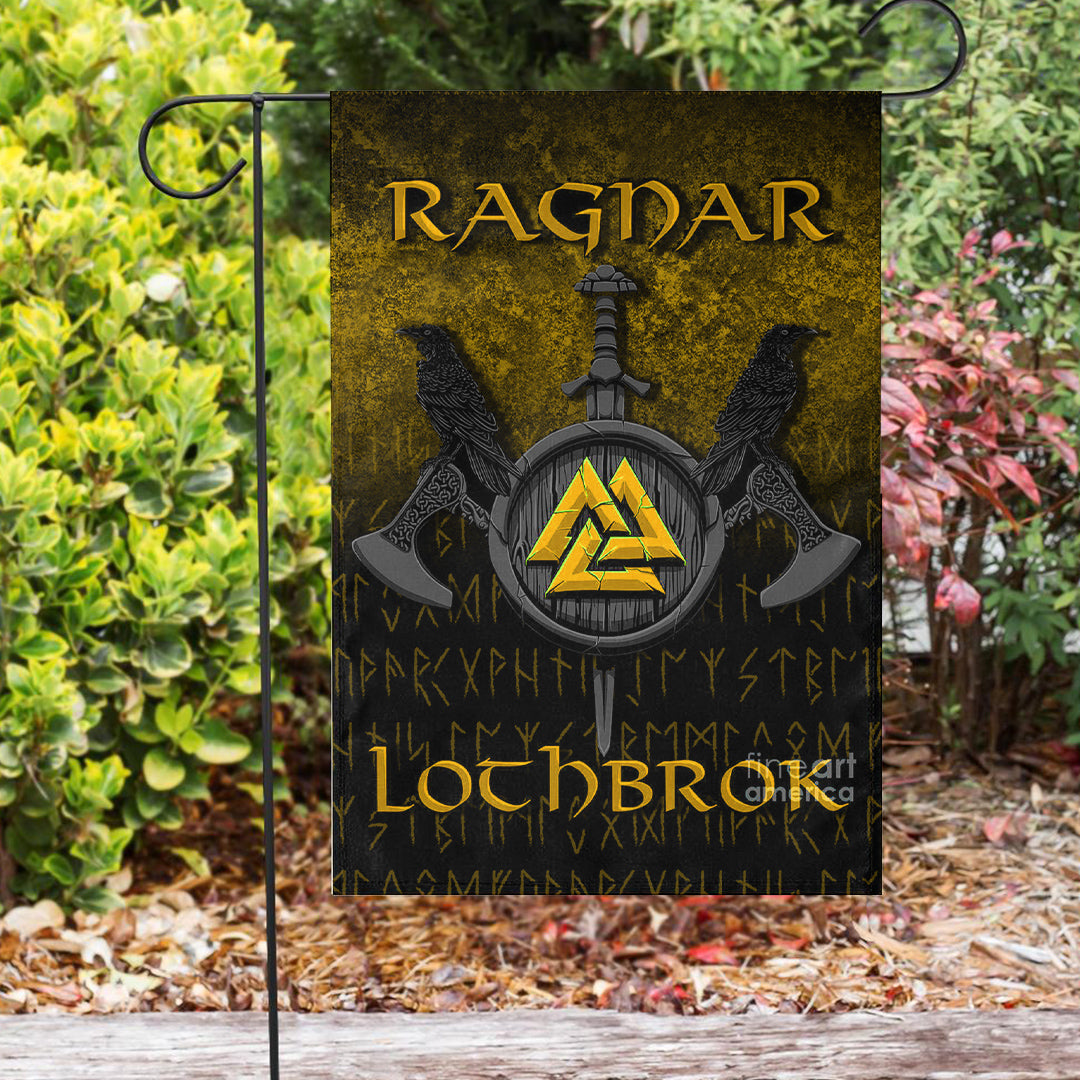 Viking Flag Ragnar Lothbrok Ragnar Lodbrok Viking Warrior Gold Version Flag RLT12 - Wonder Print Shop