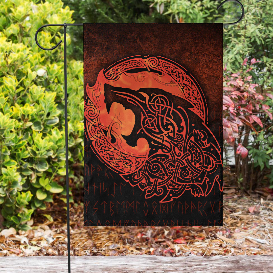 Viking Flag Fenrir Viking 3D Tattoo Orange Version Flag RLT12 - Wonder Print Shop