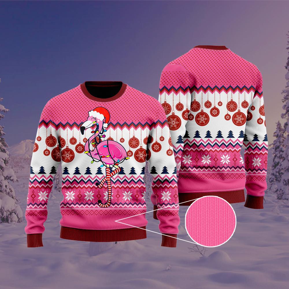 Flamingo Christmas Ugly Christmas Sweater - Wonder Print Shop