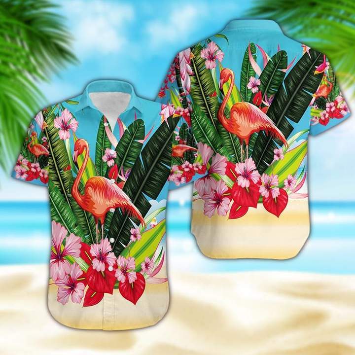 Flamingo Flowers Hawaiian Shirt - Wonder Print Shop