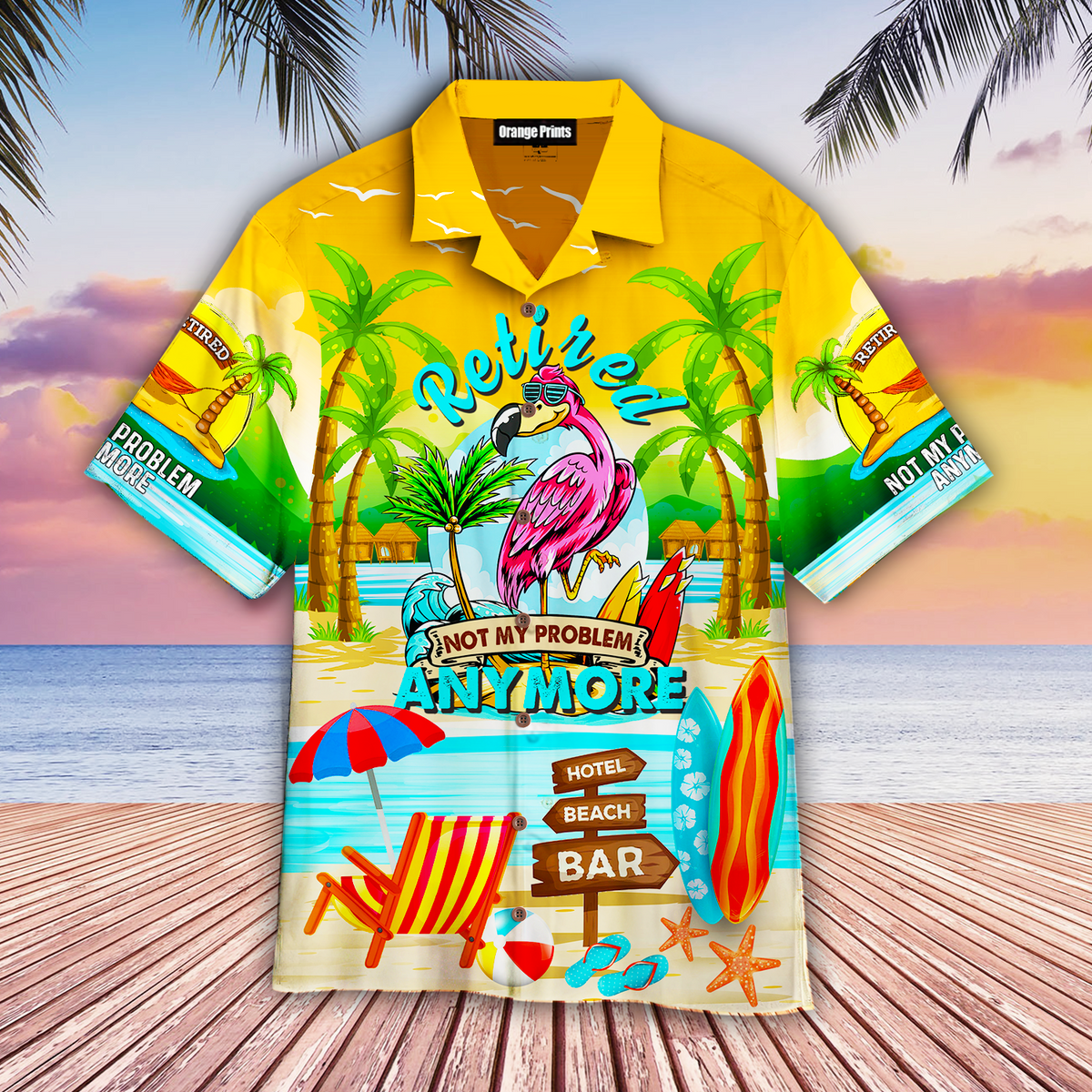 Flamingo Retired Not My Problem Anymore Hawaiian Shirt - Wonder Print Shop