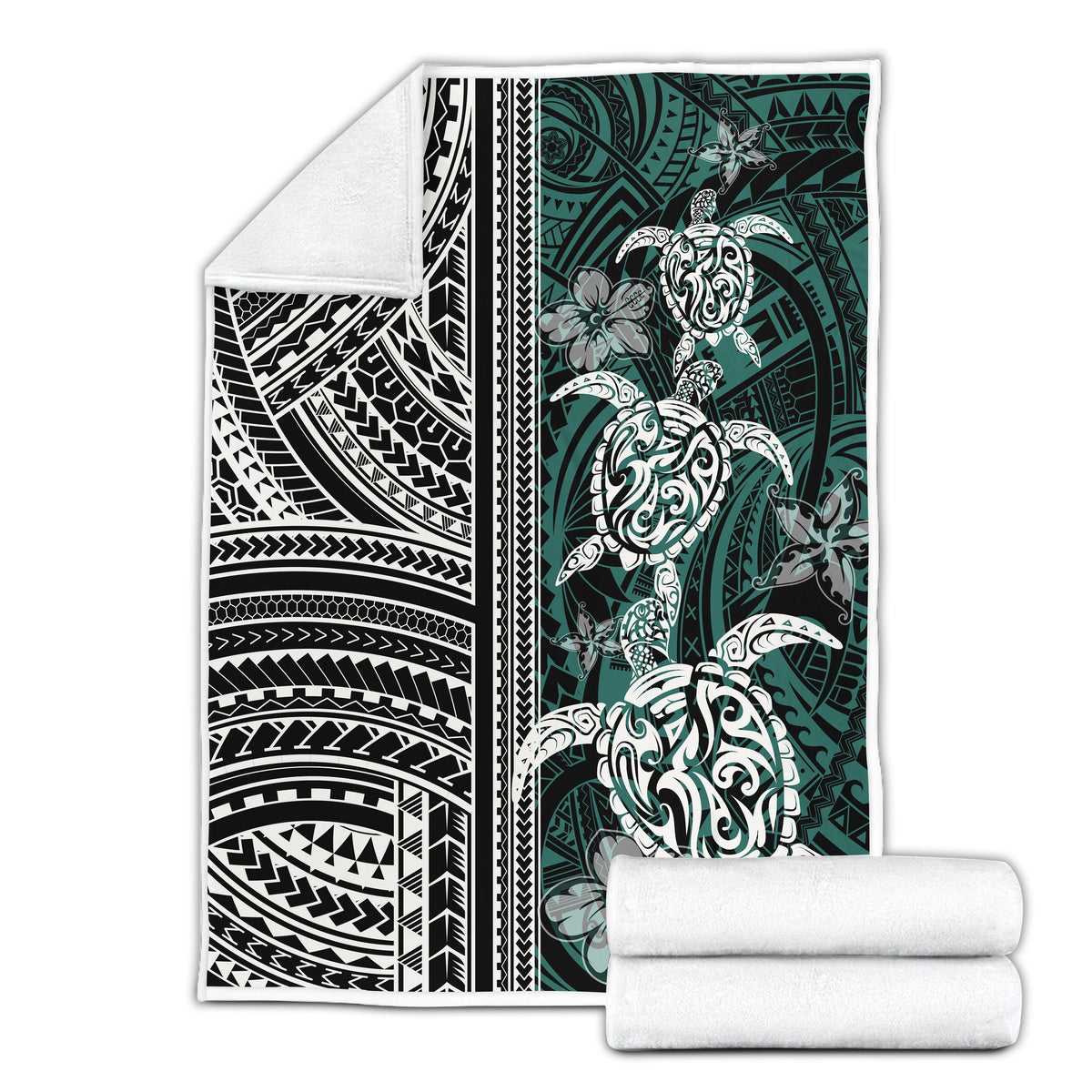 polynesian-premium-blanket-turtle-with-ethnic-motives-and-floral-elements