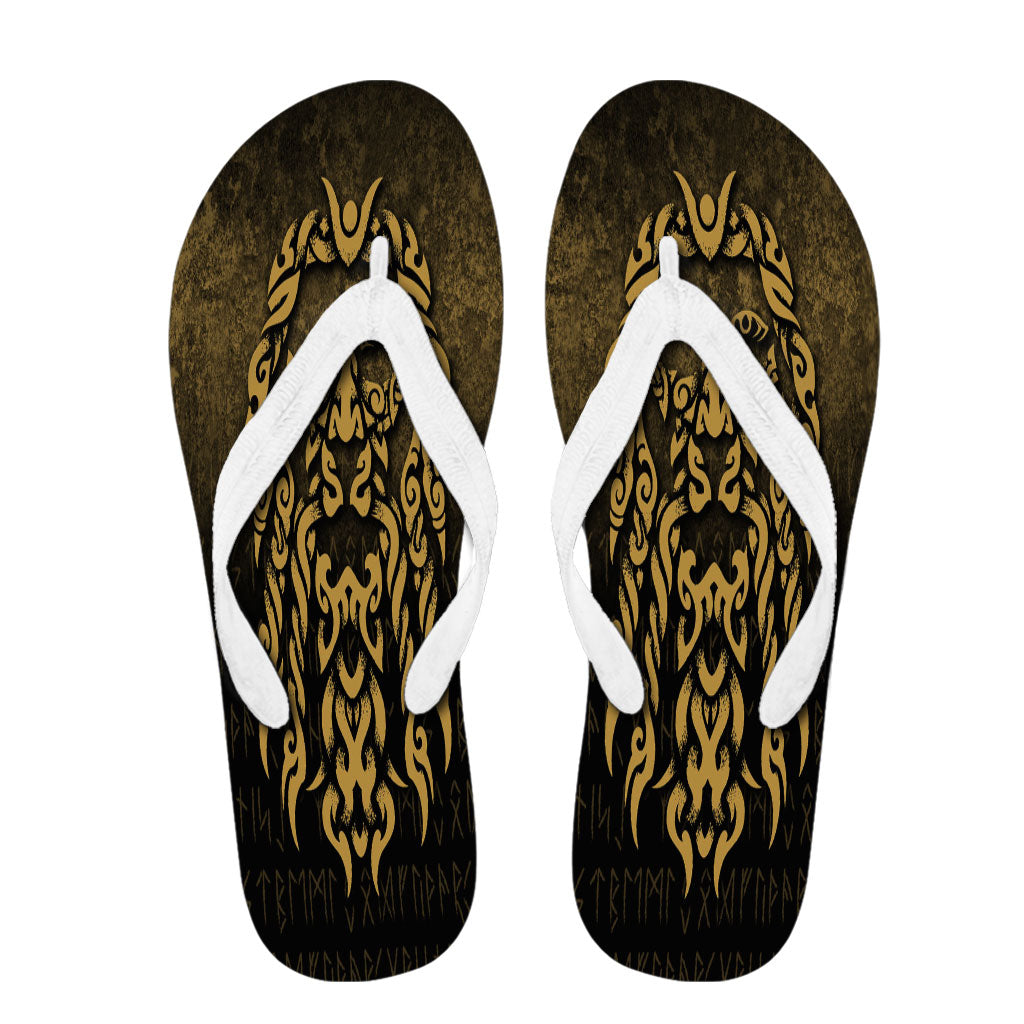 viking-flip-flops-viking-god-odin-allfather-in-asgard-raven-god-gold-version-flip-flops