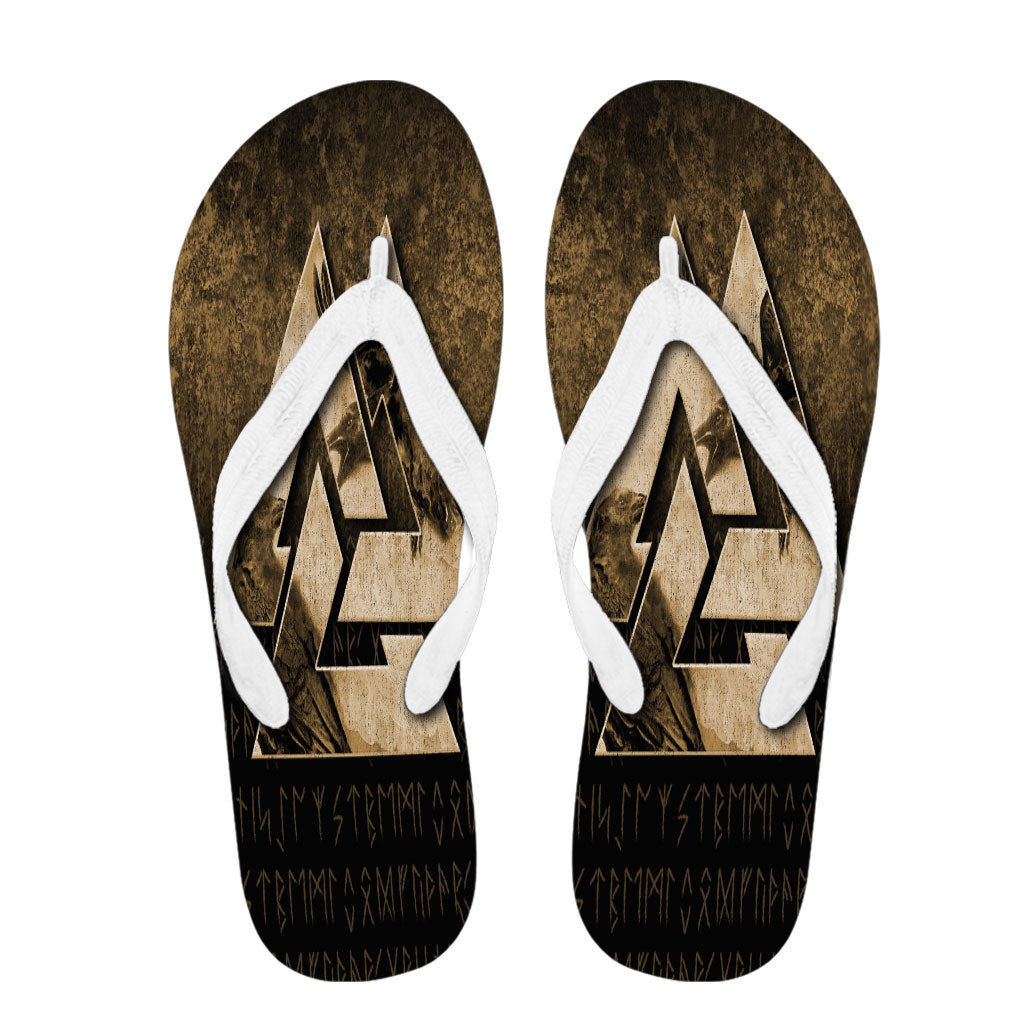 viking-flip-flops-huginn-muninn-ravens-from-odin-viking-gold-version-flip-flops