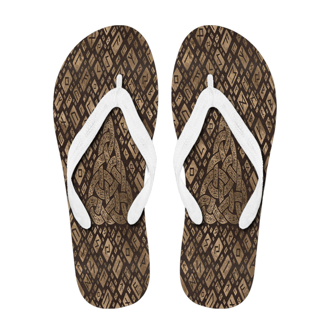viking-flip-flops-triquetra-and-runic-alphabet-wood-and-gold-flip-flops
