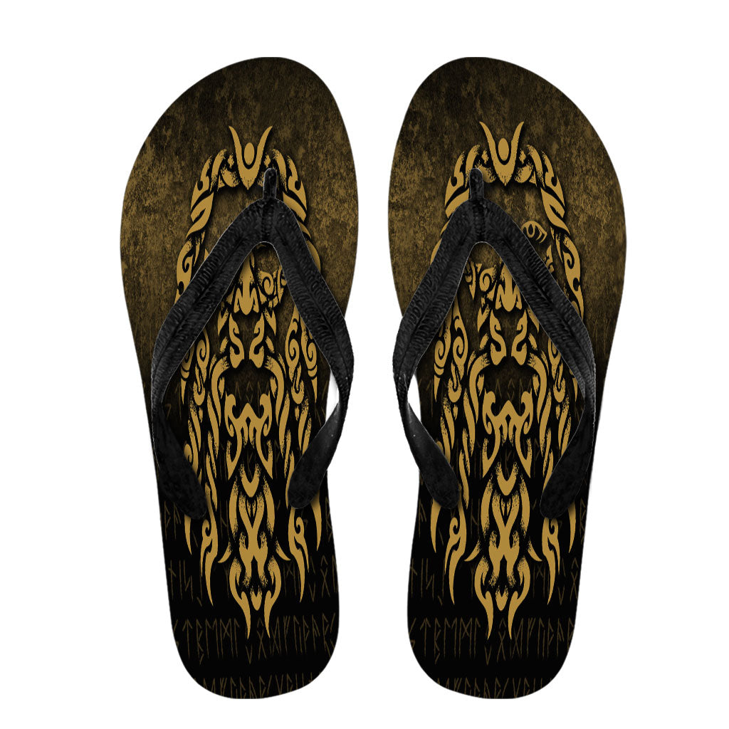 viking-flip-flops-viking-god-odin-allfather-in-asgard-raven-god-gold-version-flip-flops