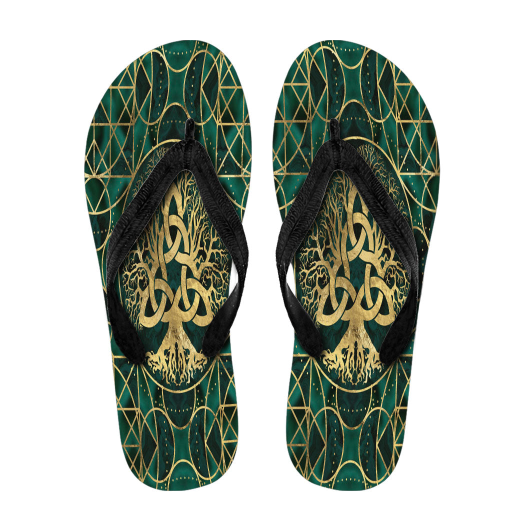 viking-flip-flops-tree-of-life-with-triquetra-malachite-and-gold-flip-flops