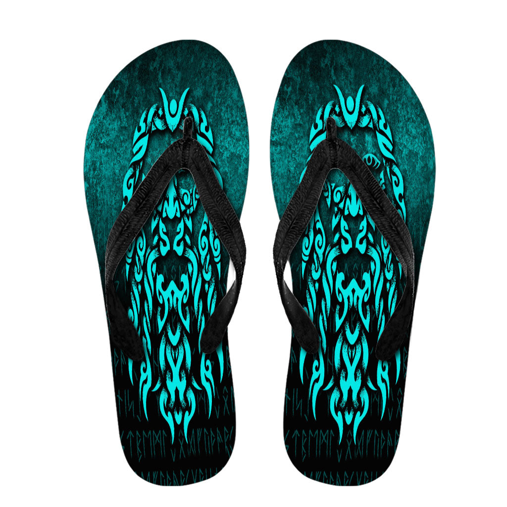 viking-flip-flops-viking-god-odin-allfather-in-asgard-raven-god-cyan-version-flip-flops