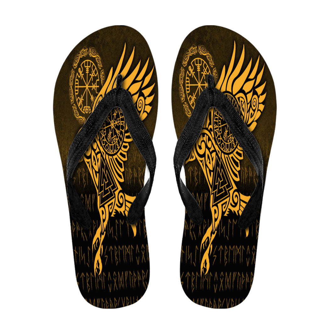 viking-flip-flops-raven-vegvisir-tattoo-gold-version-flip-flops