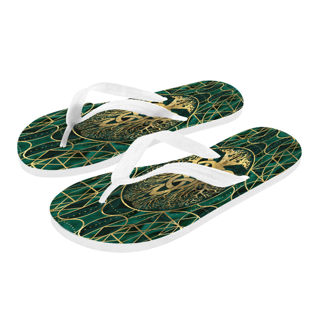 viking-flip-flops-tree-of-life-with-triquetra-malachite-and-gold-flip-flops