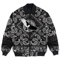 Viking Bomber Jacket Flying Mighty Black Raven with Bandana Paisley Style RLT12 - Wonder Print Shop