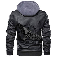 Viking Flying Black Raven In A Circle Of Scandinavian Runic Symbols Leather Jacket RLT12 - Wonder Print Shop