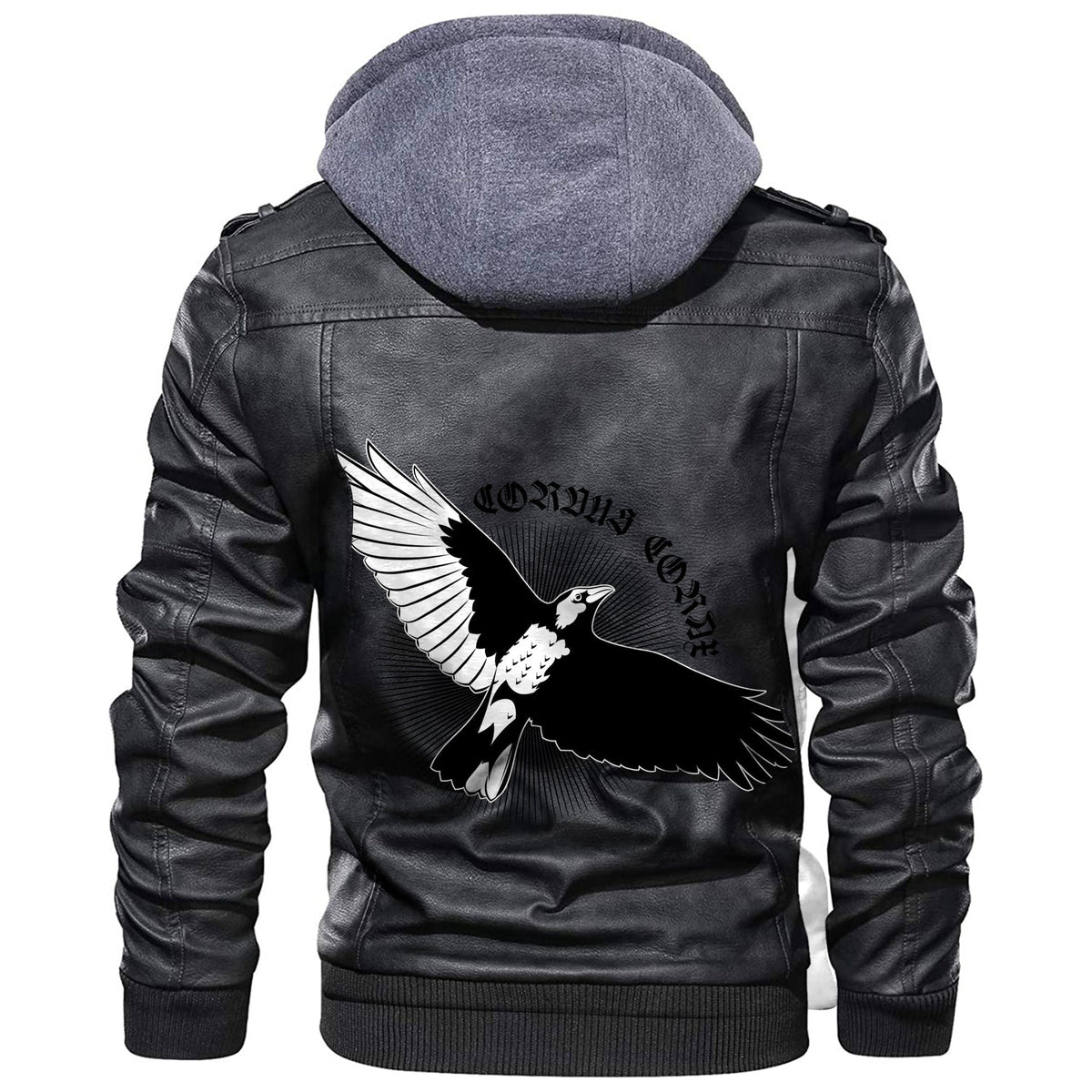 Viking Flying Mighty Black Raven Leather Jacket RLT12 - Wonder Print Shop
