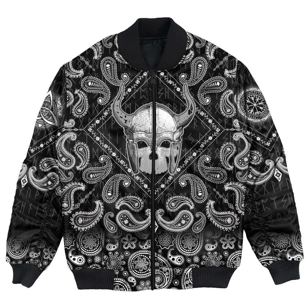 Viking Bomber Jacket For Human Skull with Bandana Paisley Style RLT12 - Wonder Print Shop