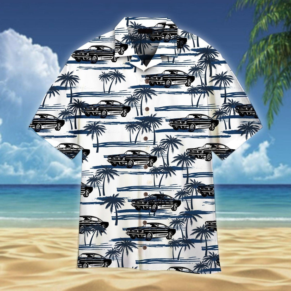 Ford Fastback Mustang Hawaiian Shirt - Wonder Print Shop