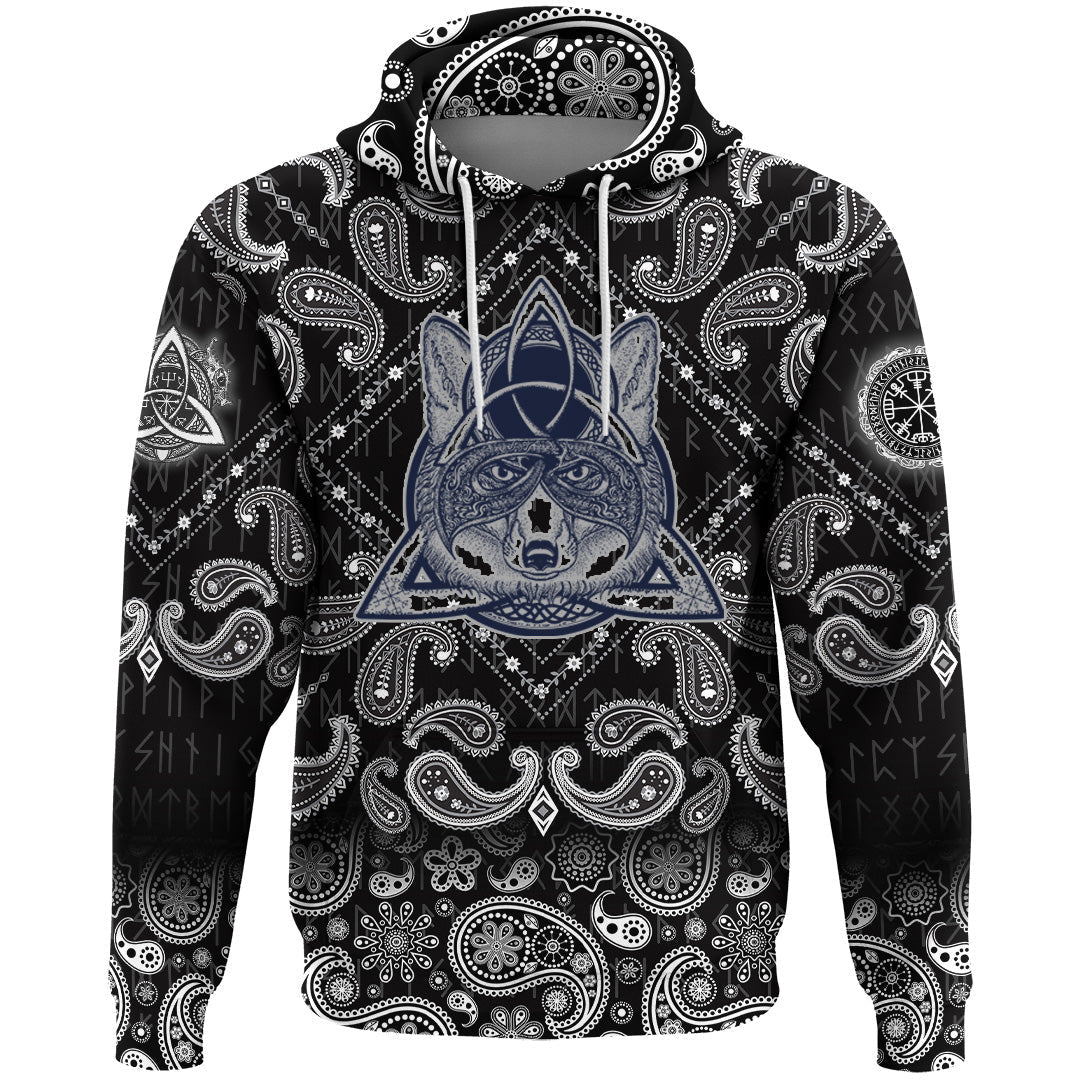 Viking Hoodie Fox In The Celtic Style Tattoo with Bandana Paisley Style RLT12 - Wonder Print Shop