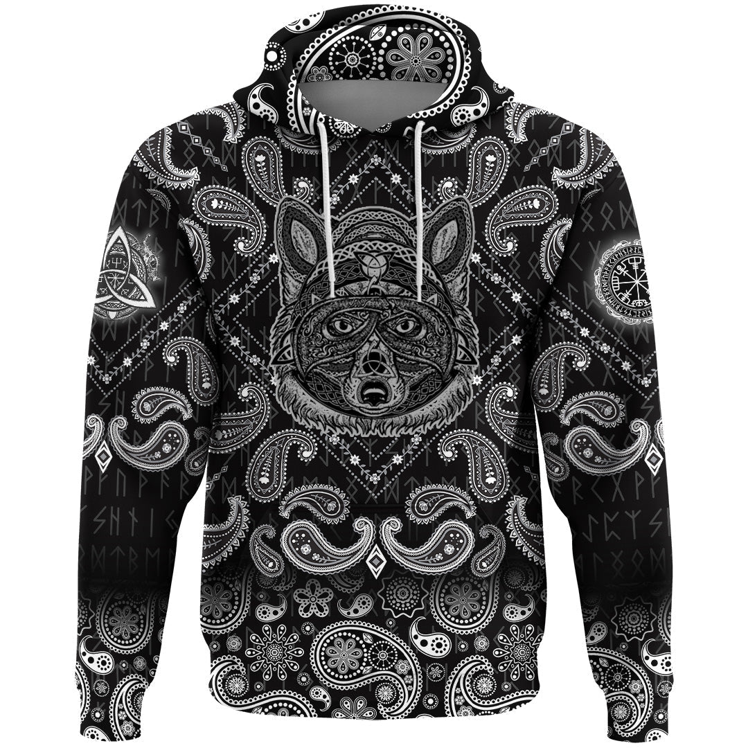 Viking Hoodie Fox In The Celtic Style with Bandana Paisley Style RLT12 - Wonder Print Shop