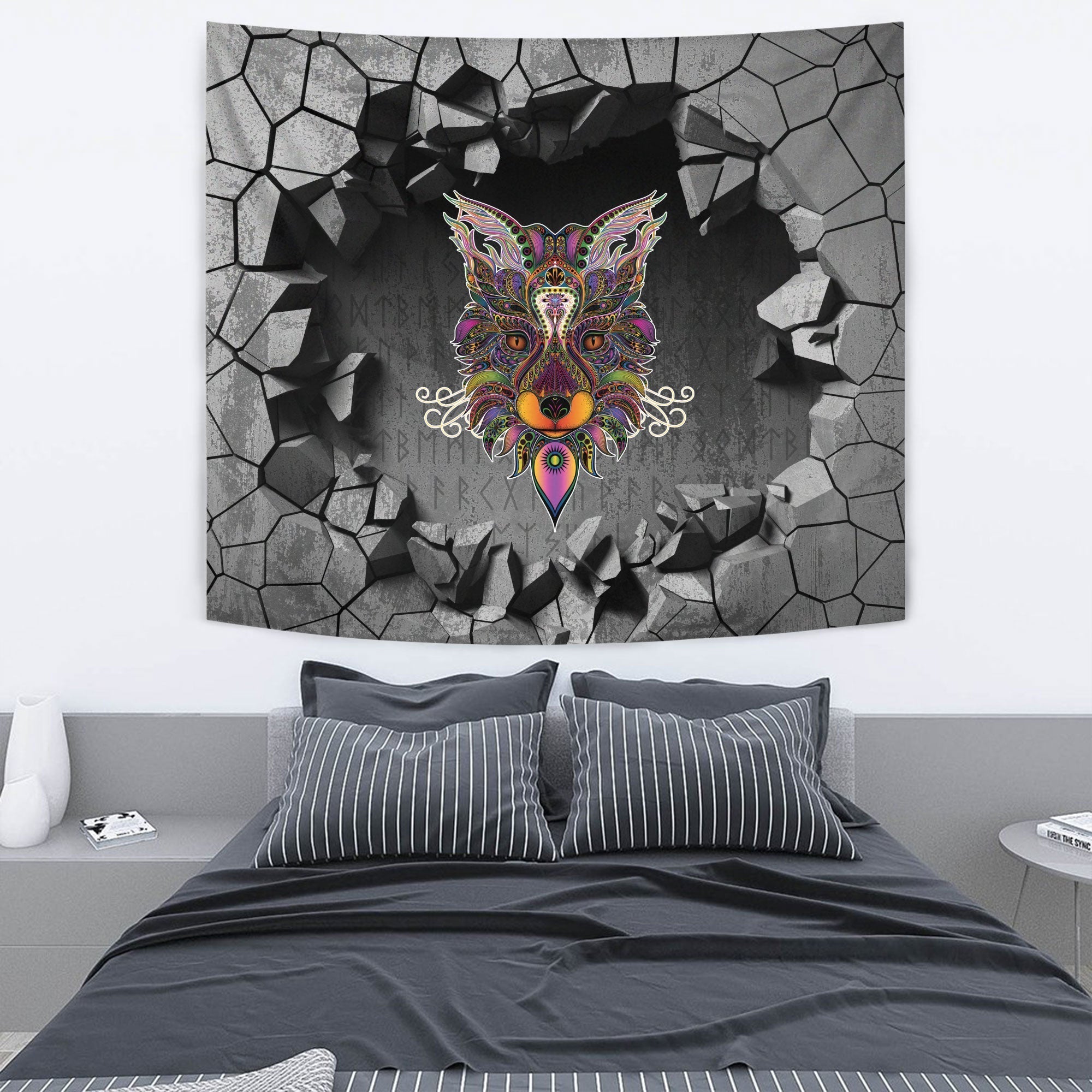 Viking Tapestry - Fox In The Celtic Style Tattoo Tapestry RLT12 - Wonder Print Shop