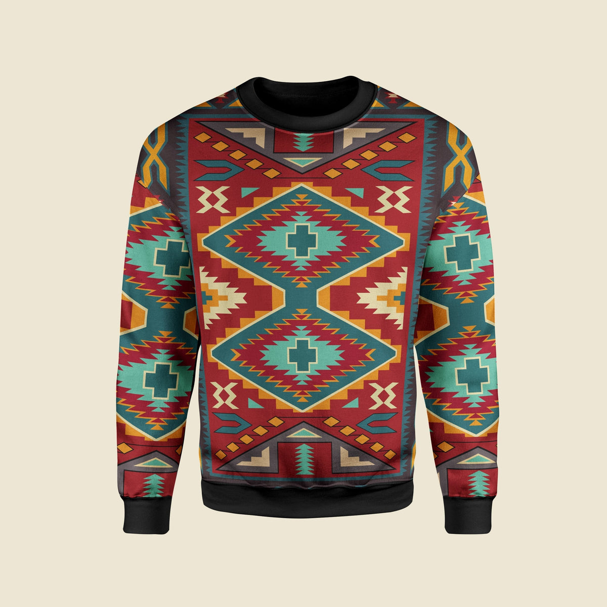 Red Pattern Native American 3D Sweatshirt LT10 - Wonder Print Shop