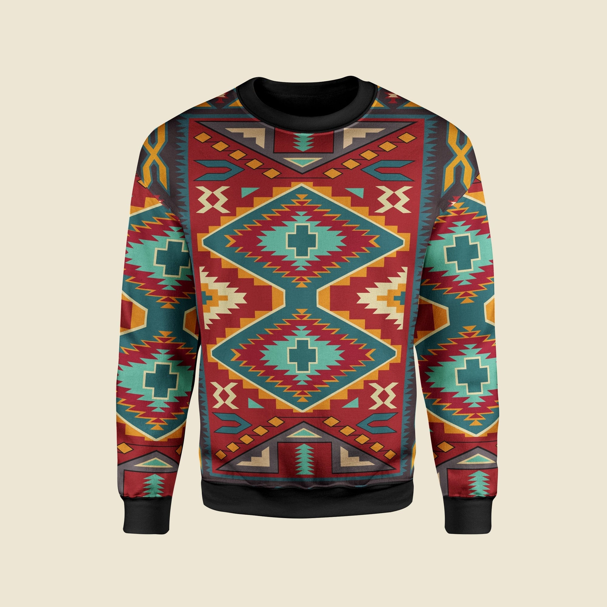 Red Pattern Native American 3D Sweatshirt LT10 - Wonder Print Shop