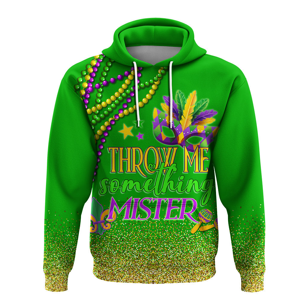 Hoodie Mardi Gras Throw Me Something Mister (Green) - Wonder Print Shop