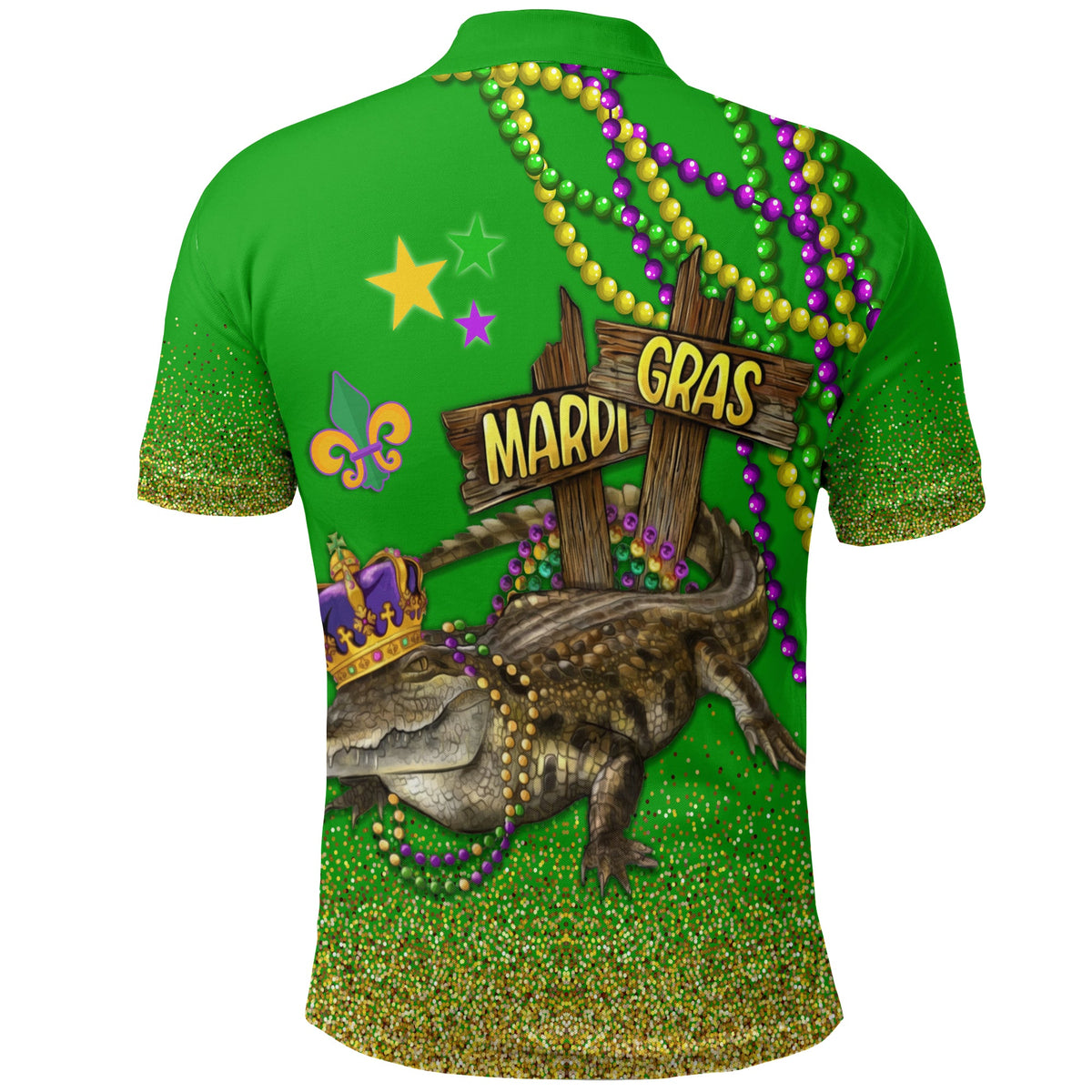 Polo Shirt Mardi Gras Throw Me Something Mister (Green) - Wonder Print Shop