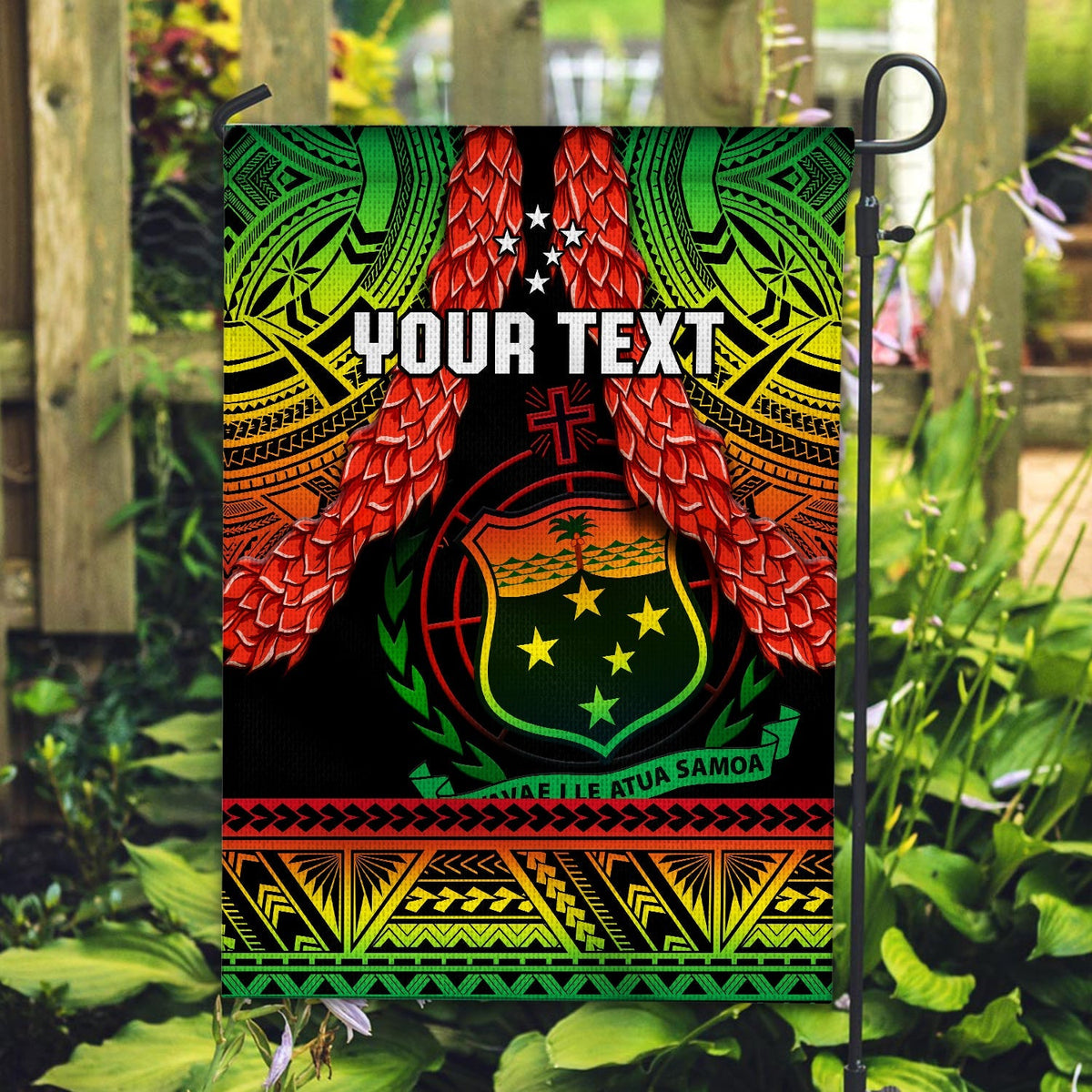 Custom Personalised Samoa Rugby Flag Teuila Torch Ginger Gradient Style - Wonder Print Shop