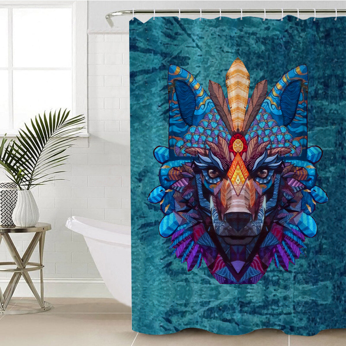 native-american-colorful-wolf-shower-curtain