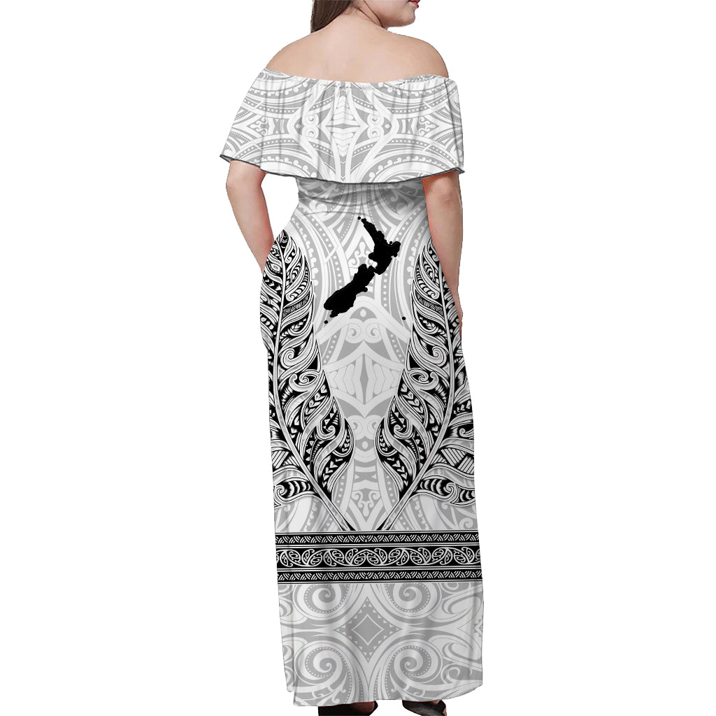 custom-personalised-new-zealand-silver-fern-off-shoulder-long-dress-maori-pattern-white