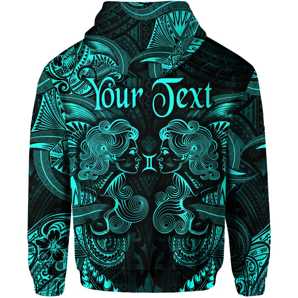 Custom Gemini Zodiac Polynesian Hoodie Unique Style Turquoise LT8 - Wonder Print Shop